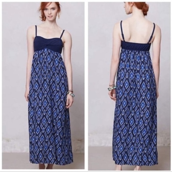 Anthropologie Dresses & Skirts - Anthropologie Lika Navy Ikat Print Maxi Dress Size L